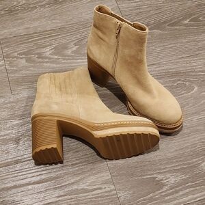 Steve Madden Sand Suede Block Heel Ankle Boots, 9 1/2